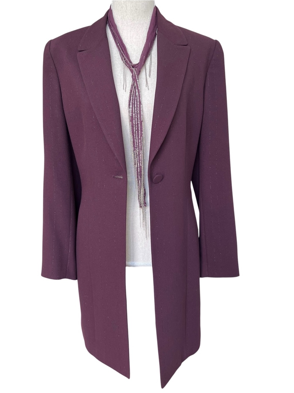Vintage B. Bennett Cranberry Longline Corp Core Duster Blazer 80's 90's Size 10